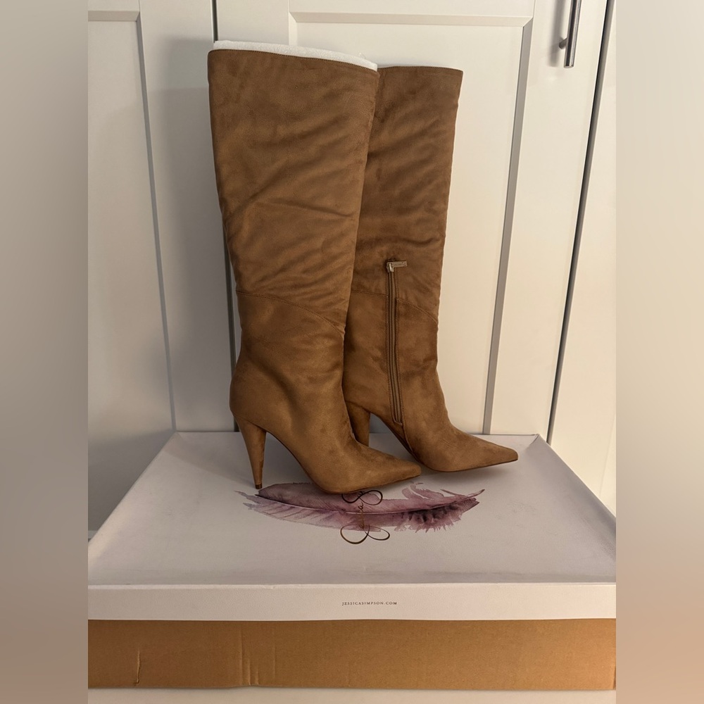 NIB Jessica Simpson, Size 10, Maynard Sandstone Stretch Suede Tall Boots